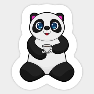 Panda with Cup of Coffee Sticker